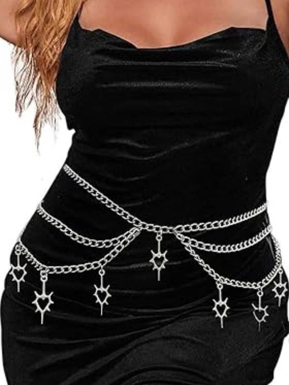 BRAND NEW Punk Gothic Crossover Body Belly Chains Tassel Belt